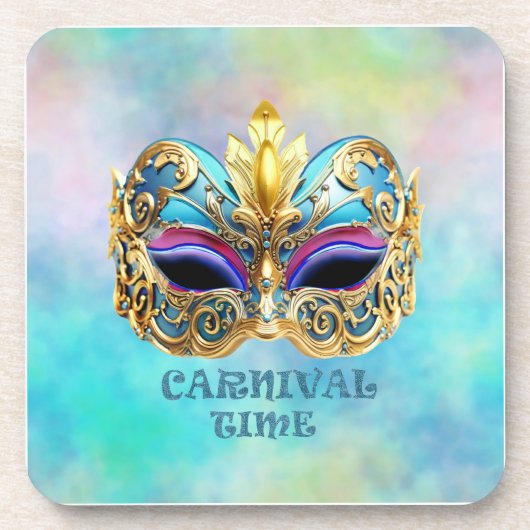 Exquisite venezianische Maske auf einem farbigen H Getränkeuntersetzer (Vorderseite)