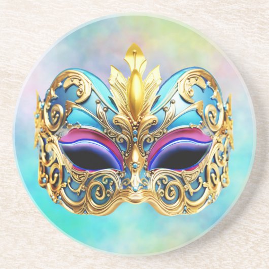 Exquisite venezianische Maske auf einem farbigen H Getränkeuntersetzer (Vorne)