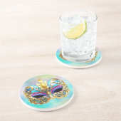 Exquisite venezianische Maske auf einem farbigen H Getränkeuntersetzer (Seite)