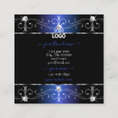 Exquisite Verzierte Schwarz-Blau-Ornamente mit Log Quadratische Visitenkarte (Rückseite)
