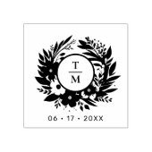 Exquisite Wedding Wildflowers Wreath Initials Gummistempel (Prägung)