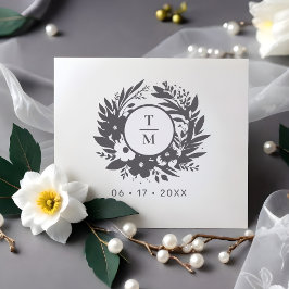 Exquisite Wedding Wildflowers Wreath Initials Gummistempel