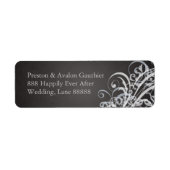 Exquisite White Scroll Black Wedding Address Label (Vorne)