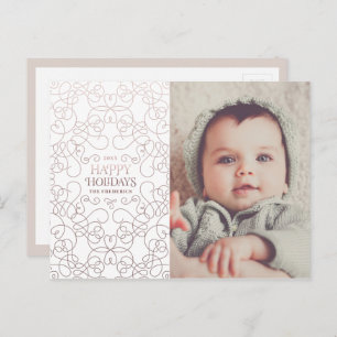 Exquisite Wirbel in Bronze Weihnachten Postkarte