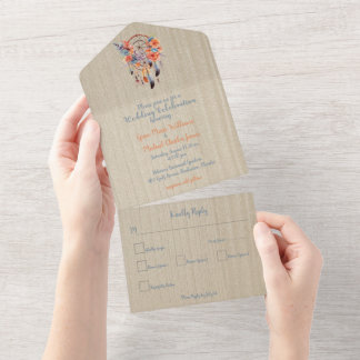 Exquisiter Boho Dreamcatcher Hochzeit Alles in Ein All In One Einladung