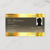 Exquisites Beige-Braun-Goldgrenzenmonogramm-Foto Visitenkarte (Rückseite)