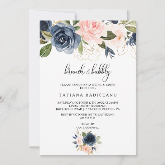 Exquisites Fall Brunch & Bubbly Brautparty Einladung (Vorderseite)