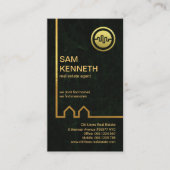 Exquisites Gold Gebäude Lines Green Grunge Realtor Visitenkarte (Vorderseite)