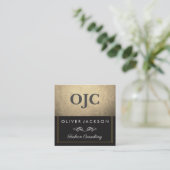 Exquisites Gold Leder mit Doppelarbeit Quadratische Visitenkarte (Stehend Vorderseite)