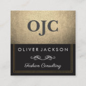 Exquisites Gold Leder mit Doppelarbeit Quadratische Visitenkarte (Vorderseite)