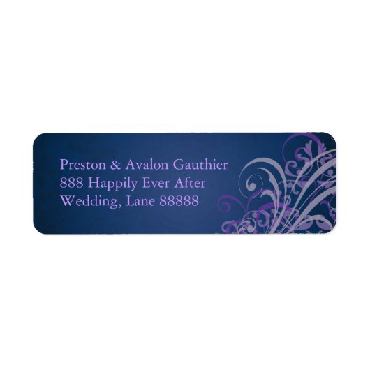 Exquisites Lila Scroll Blue-Adresslabel (Vorne)