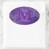 Exquisites Lila Scroll Monogramm Lila Aufkleber (Tasche)