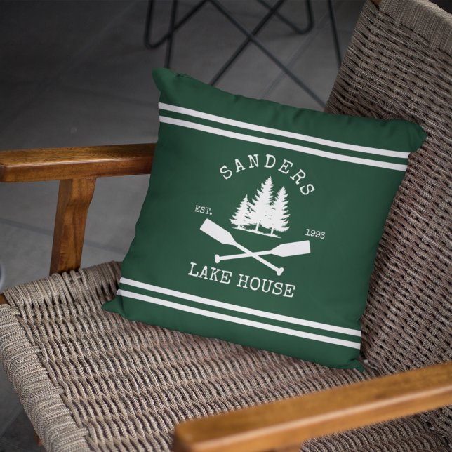 Exterior Nautical Lake House Family Oars Navy blue Kissen (Von Creator hochgeladen)