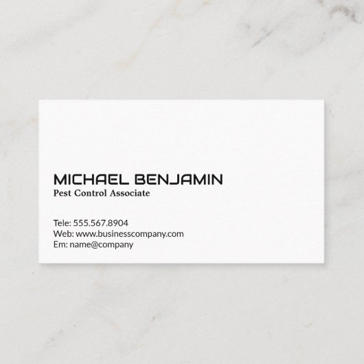 Exterminator, der die Eigenschaft sprüht Visitenkarte (Rückseite)