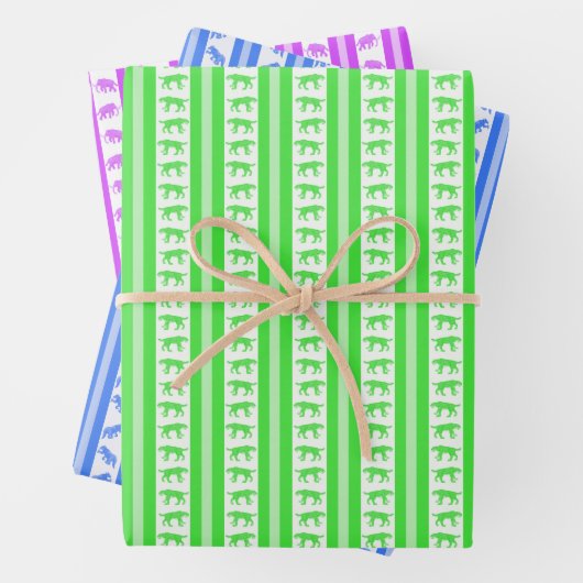 Extinct Animals in Neon Wrapping Paper Geschenkpapier Set (Beispiel)