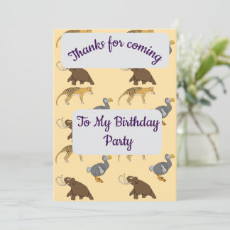 Extinct Animals Thank you Card Einladung