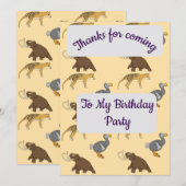 Extinct Animals Thank you Card Einladung (Vorne/Hinten)