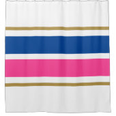 Extra breite, fett blaurosa Racingstreifen auf wei Duschvorhang (Vorderseite)