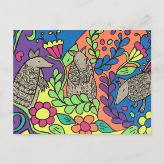 Extra Bright Whimsical Armadillos Postcard Postkarte (Vorderseite)