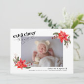 Extra-Cheer Holiday Baby Foto Geburtsankündigung Ankündigung (Stehend Vorderseite)