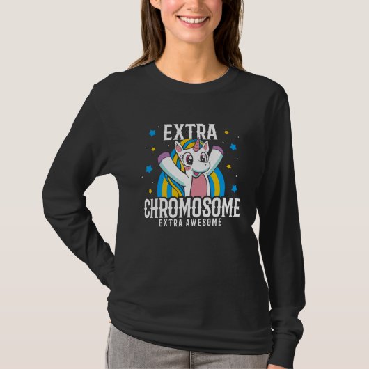 Extra Chromosome Extra Awesome Unicorn Down Syndro T-Shirt (Vorderseite)