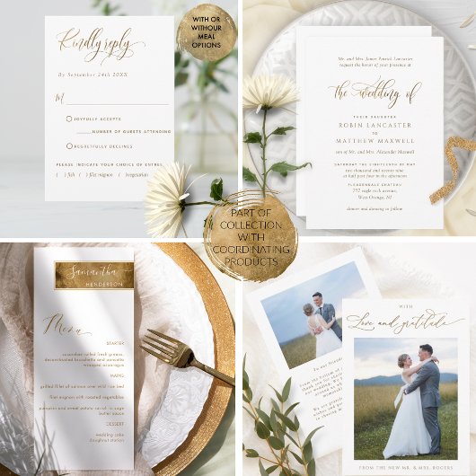 Extra Details (oder andere), White and Gold Hochze Begleitkarte
