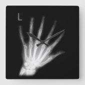Extra Digit X-ray Left Hand Quadratische Wanduhr (Vorderseite)