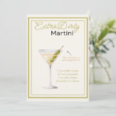 Extra Dirty Martini-Rezept-Karte Menükarte (Stehend Vorderseite)