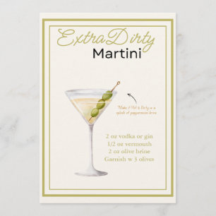 Extra Dirty Martini-Rezept-Karte Menükarte