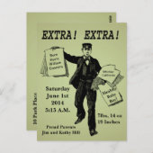 Extra! Extra! Vintage Ankündigung der Zeitung Postkarte (Vorne/Hinten)