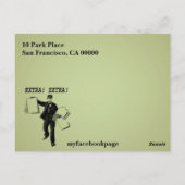 Extra! Extra! Vintage Ankündigung der Zeitung Postkarte (Rückseite)