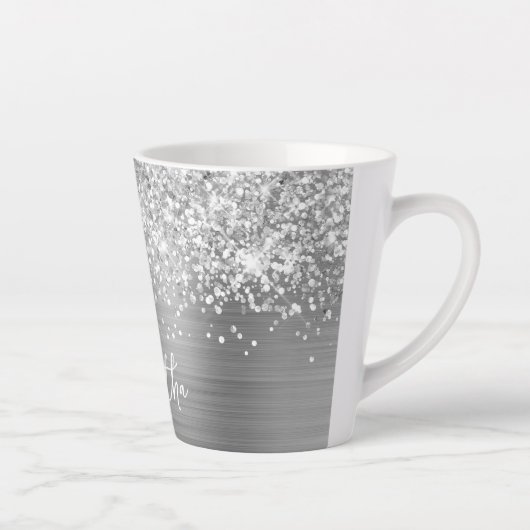 Extra Funkelnd Silver Glam Script-Name Milchtasse (Rechts)
