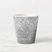 Extra Funkelnd Silver Glam Script-Name Milchtasse (Vorderseite)