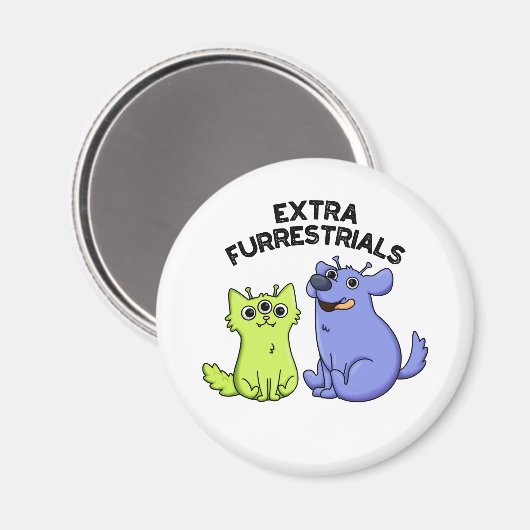 Extra Furrestrials Funny Alien Furry Pet Puff Magnet (Vorderseite/Rückseite)