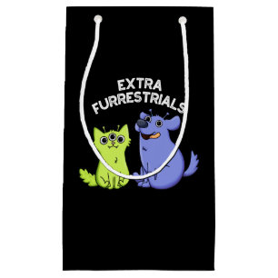Extra Furrestrials Funny Alien Furry Pun Dark BG Kleine Geschenktüte