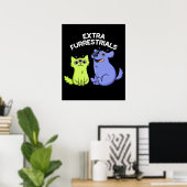 Extra Furrestrials Funny Alien Furry Pun Dark BG Poster (Heimbüro)