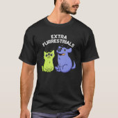 Extra Furrestrials Funny Alien Furry Pun Dark BG T-Shirt (Vorderseite)
