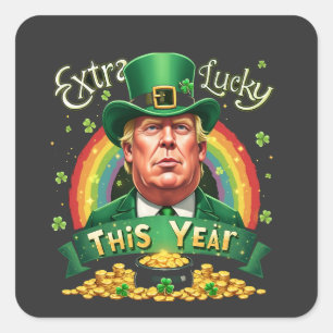 Extra Glück in diesem Jahr St Patrick Day Trump Le Quadratischer Aufkleber