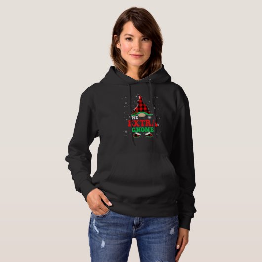 Extra Gnome Buffalo Plaid Matching Family Christma Hoodie (Vorne ganz)