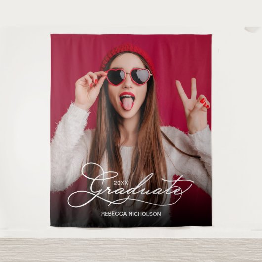 Extra große Abschlussfeier-Fotobooth-Hintergrund Wandteppich (Vorderseite)