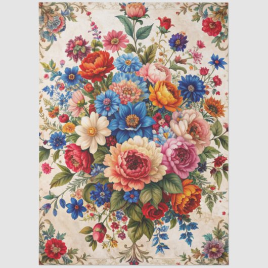 Extra große barocke farbenfrohe Florals Decoupage Seidenpapier (Vorderseite)