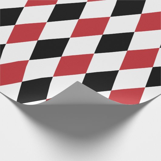 Extra große dunkelrote, schwarze und weiße Harlequ Geschenkpapier (Ecke)