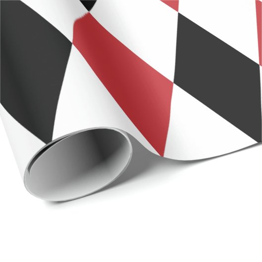 Extra große dunkelrote, schwarze und weiße Harlequ Geschenkpapier (Rolleneckpunkt)
