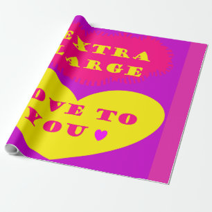 Extra große Liebe auf lila Rosa und Zitrone Geschenkpapier
