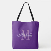 Extra große lila Totbeutel mit schick-monogramm