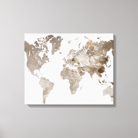 Extra große neutrale Leinwand Weltkarte (Vorderseite)