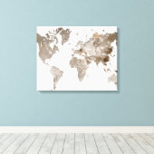 Extra große neutrale Leinwand Weltkarte (Insitu (Holzboden))