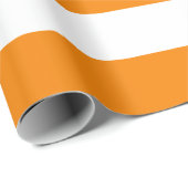Extra große orangefarbene und weiße Streifen Geschenkpapier (Rolleneckpunkt)