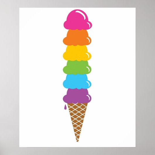 Extra große Regenbogeneis Creme Cone Poster (Vorne)