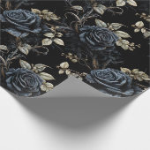 Extra große Romantik Blau und Schwarz Rose Gothic Geschenkpapier (Ecke)